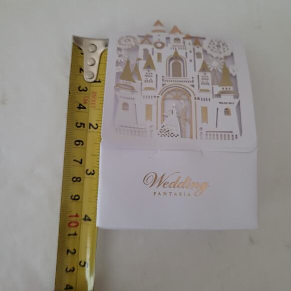 50 White & Gold Castle Laser Cut Wedding Favor Boxes Assembled - Picture 9 of 11